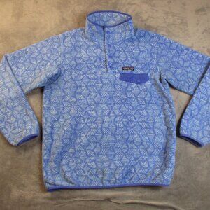 Patagonia Synchilla Snap T Fleece Pullover Women Medium Blue Snowflake Lightweig